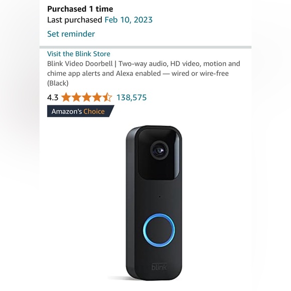 Blink Video Door Bell AND MOUNT (Black, Like New) - Picture 2 of 16